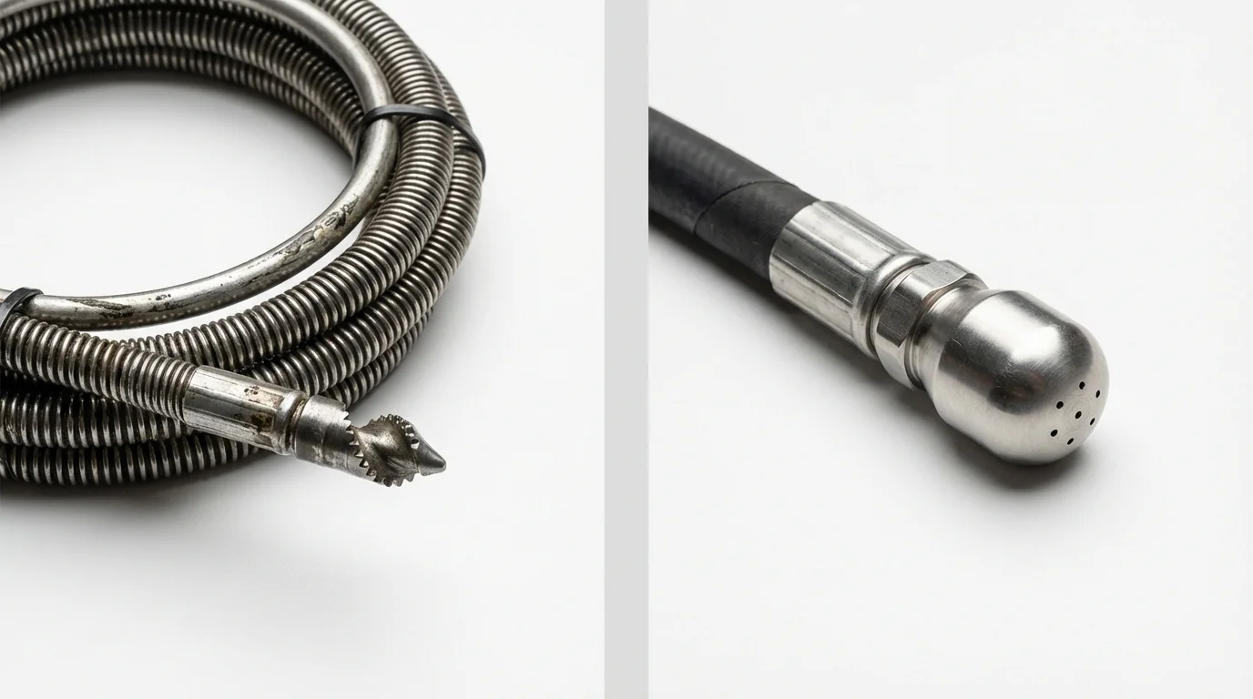 Drain snake cable and hydro jetting nozzle used for drain cleaning in Obion, TN