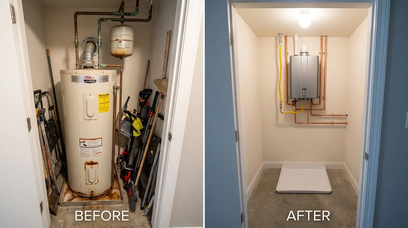 Tank water heater versus wall-mounted tankless unit comparison for Obion, TN homeowners
